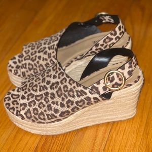 SODA Leopard Print Wedge Sandals